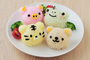 4가지 귀여운 동물얼굴로 주먹밥을 만들 수 있는 아네스트 주먹밥 모양틀-곰 &amp; 호랑이 &amp; 개구리 &amp; 돼지