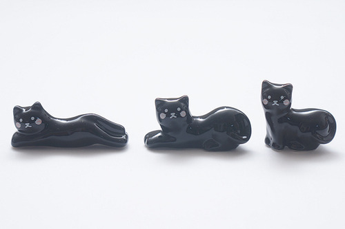 3가지 포즈가 귀여운 썬아트 고양이 도자기 젓가락 받침-3p